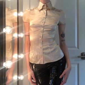 Vintage silk puff sleeve button up